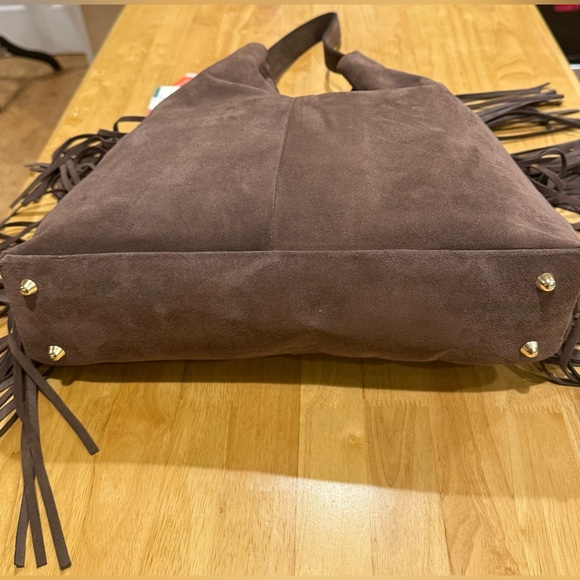 NWT Divina Firenze Genuine Leather Brown Suede Fringe Shoulder Bag - Picture 6 of 15